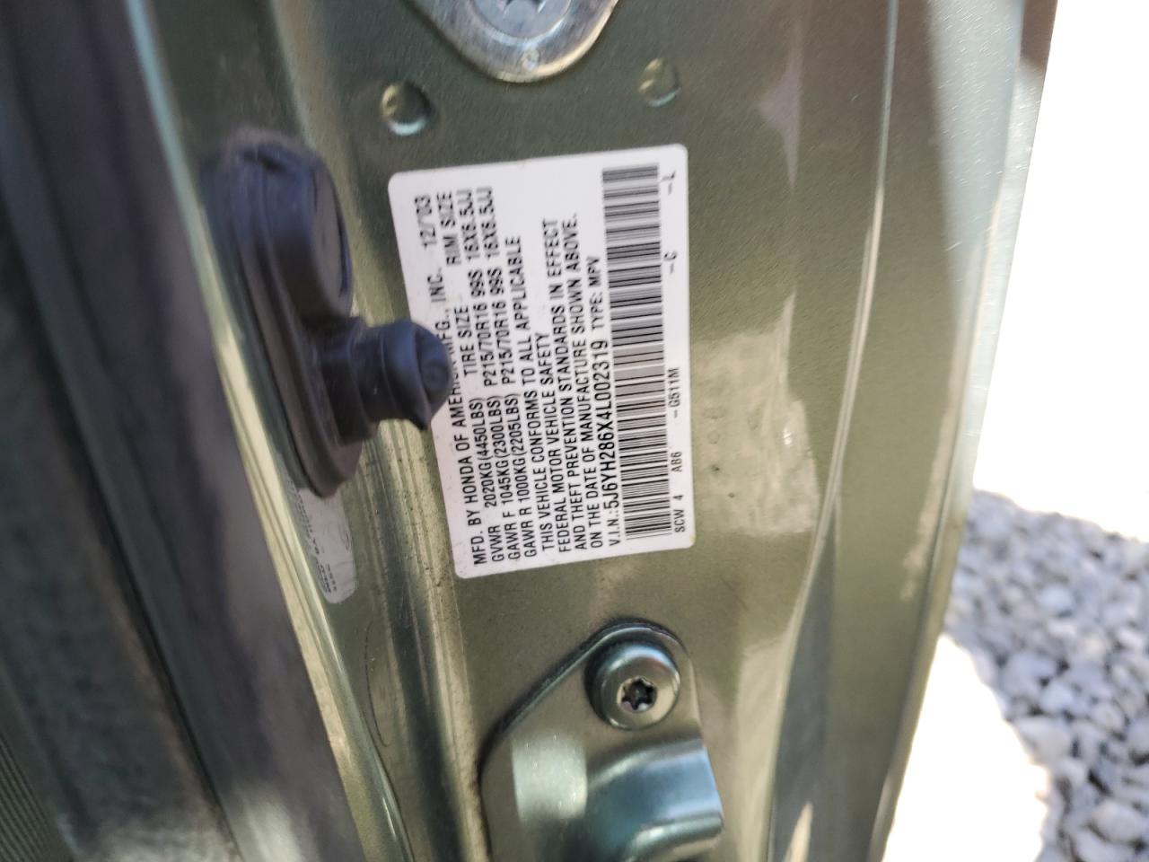2004 Honda Element Ex VIN: 5J6YH286X4L002319 Lot: 62133245
