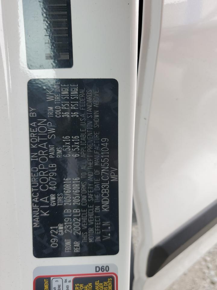 2022 Kia Niro Lx VIN: KNDCB3LC7N5511049 Lot: 59714665