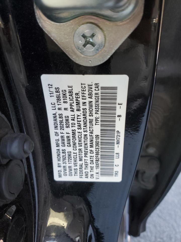 HONDA CIVIC 2012 VIN 19XFB2F86CE390109 photo 12