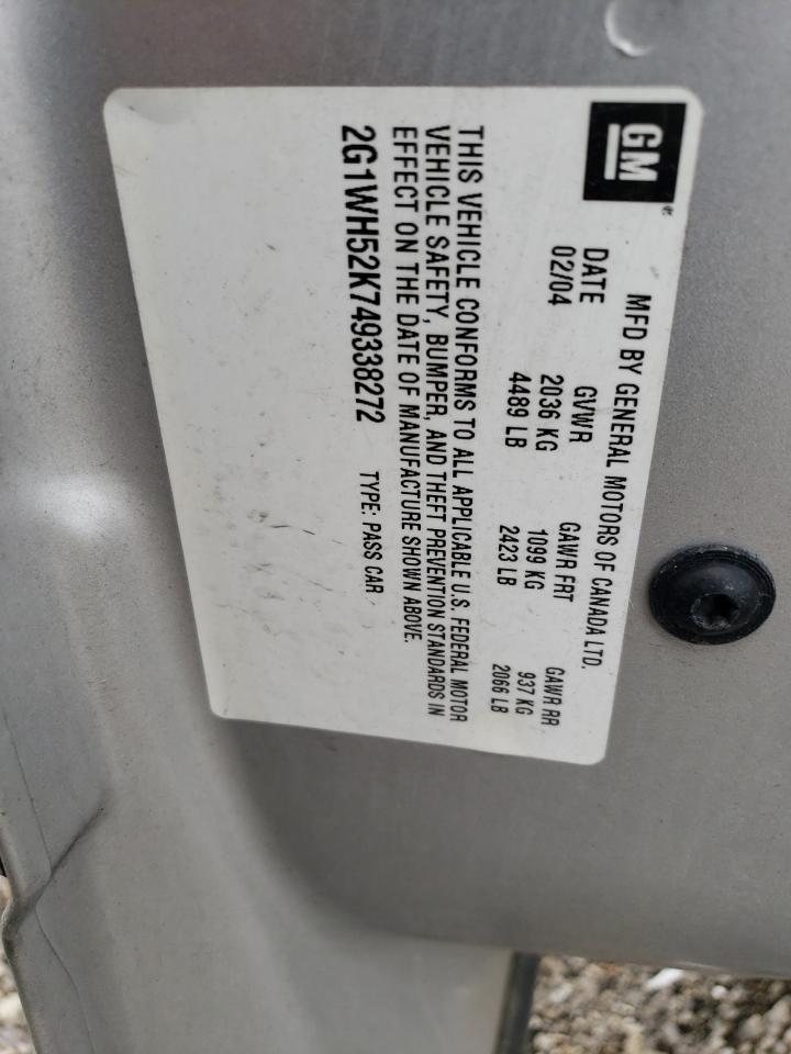 2004 Chevrolet Impala Ls VIN: 2G1WH52K749338272 Lot: 59955175