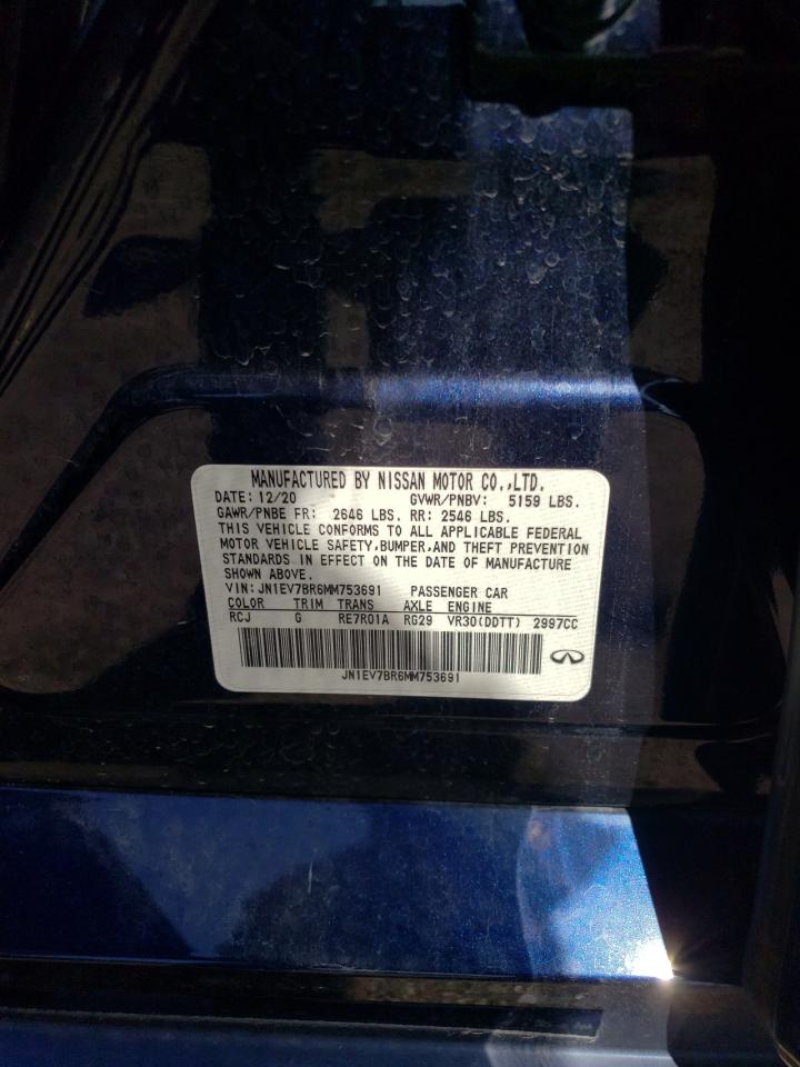 2021 Infiniti Q50 Luxe VIN: JN1EV7BR6MM753691 Lot: 62216915