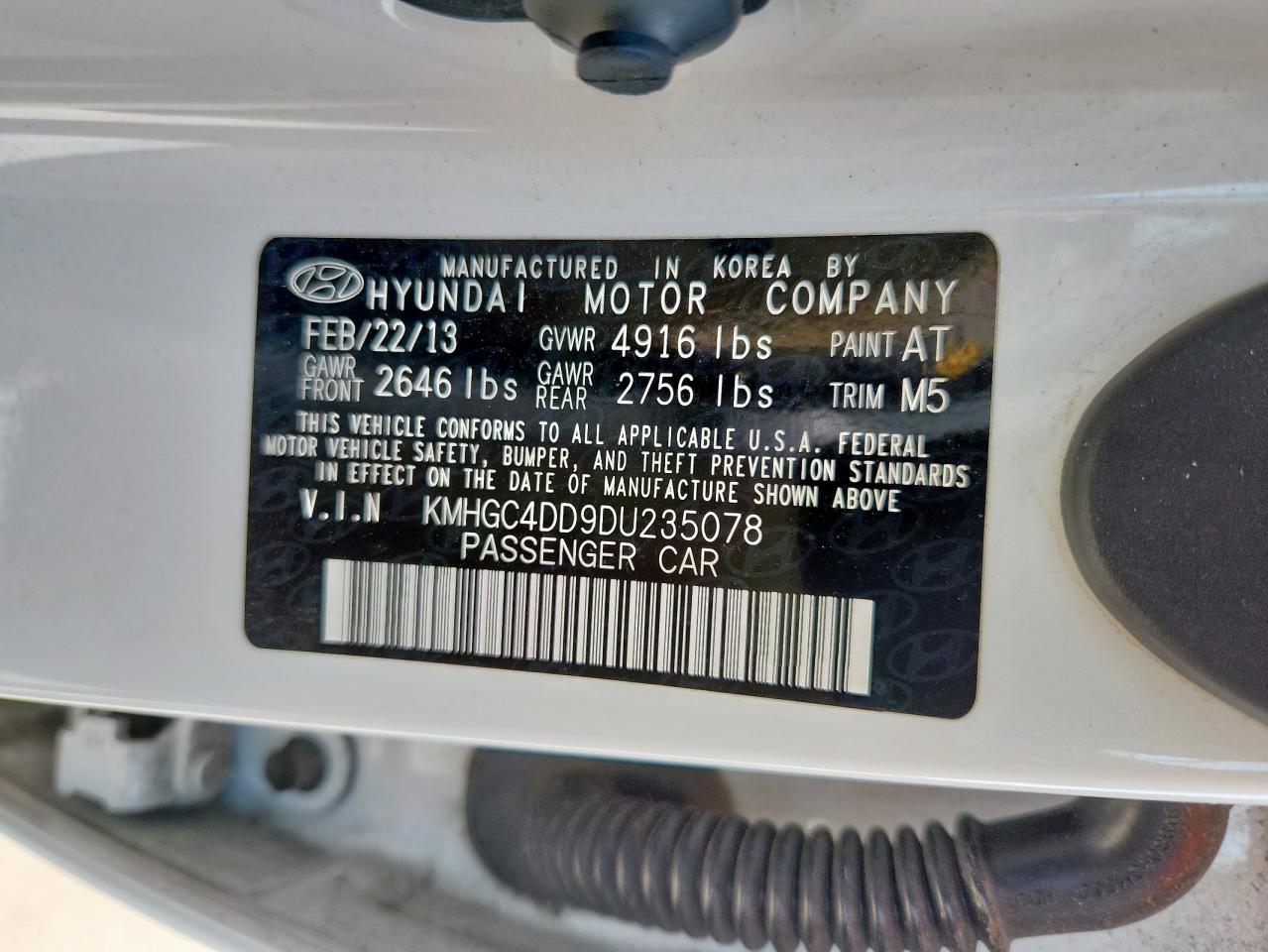 2013 Hyundai Genesis 3.8L VIN: KMHGC4DD9DU235078 Lot: 61439165