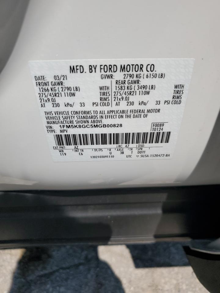 2021 Ford Explorer St VIN: 1FM5K8GC5MGB00828 Lot: 57700425
