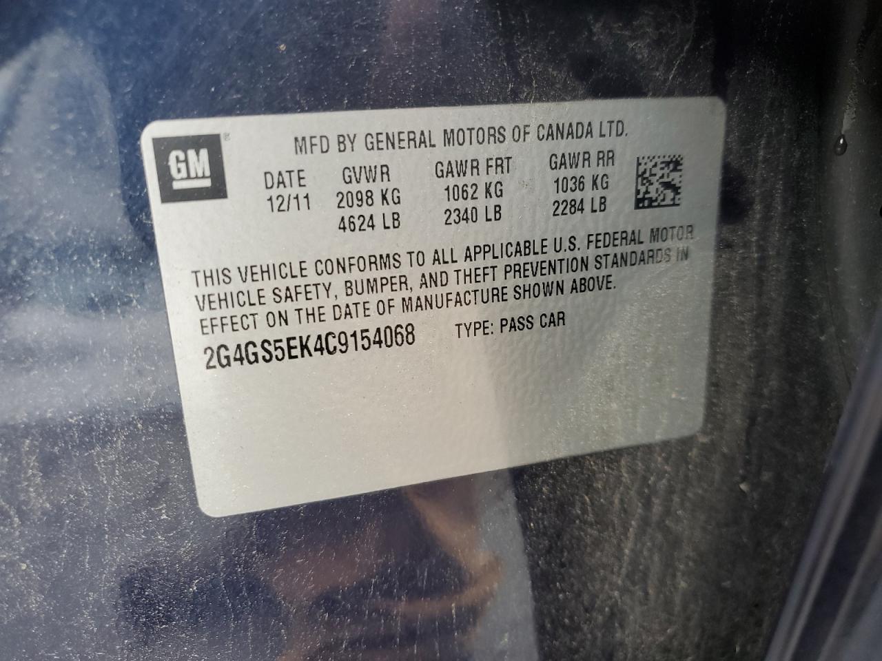 2012 Buick Regal Premium VIN: 2G4GS5EK4C9154068 Lot: 60257765