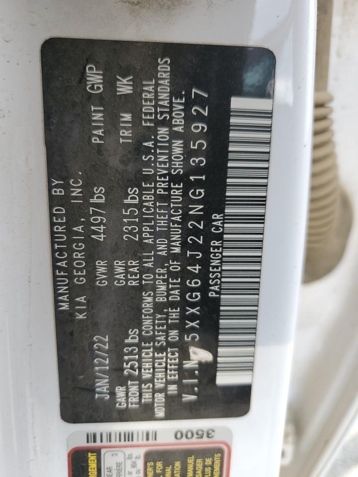 2022 Kia K5 Gt Line VIN: 5XXG64J22NG135927 Lot: 62036165