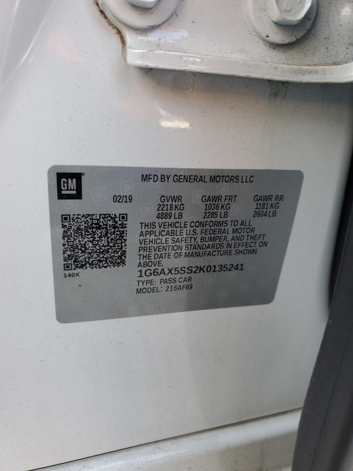2019 Cadillac Cts Luxury VIN: 1G6AX5SS2K0135241 Lot: 62457035