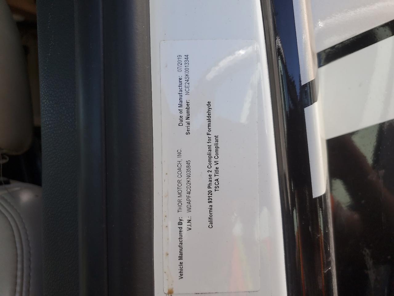 2020 Mercedes-Benz Sprinter 3500/4500 VIN: WDAPF4CD2KN035845 Lot: 57938015