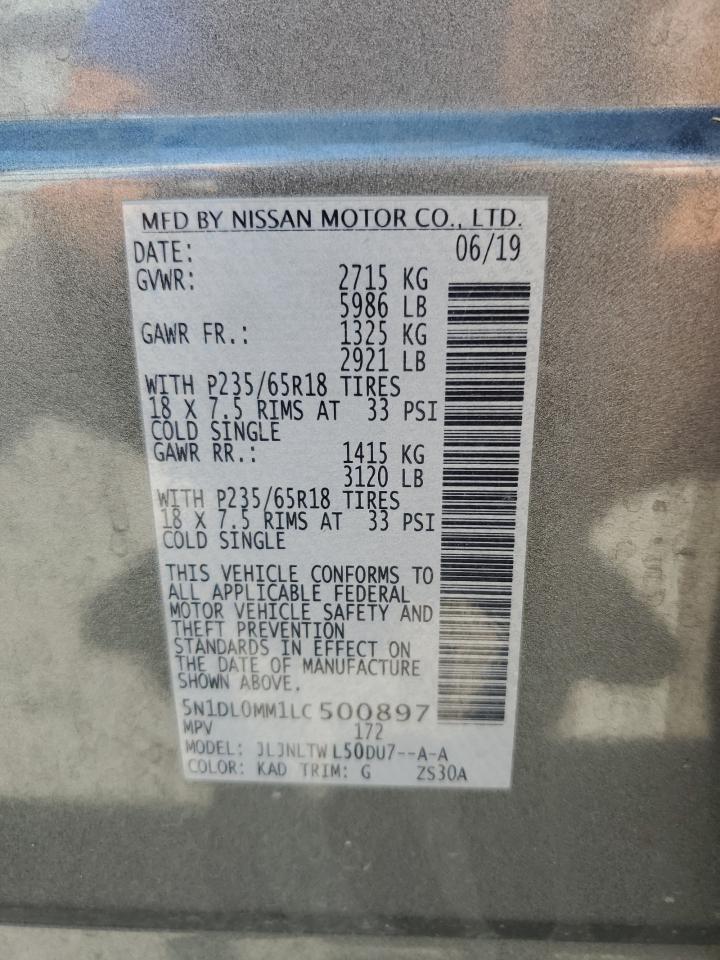 2020 Infiniti Qx60 Luxe VIN: 5N1DL0MM1LC500897 Lot: 61574005