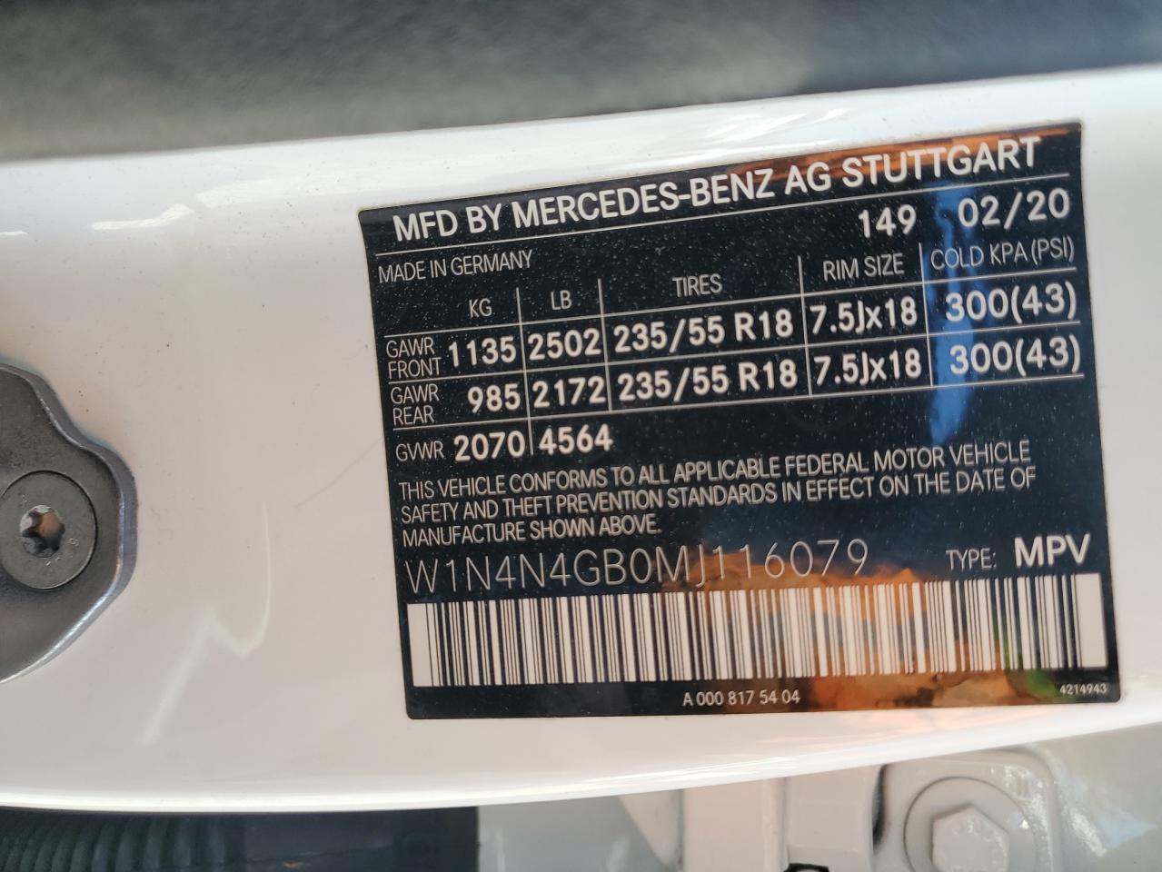 2021 Mercedes-Benz Gla 250 VIN: W1N4N4GB0MJ116079 Lot: 61296185