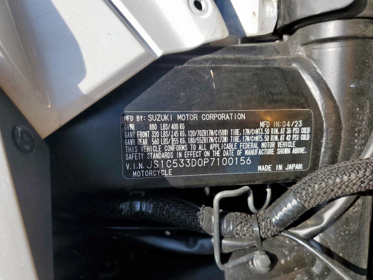 2023 Suzuki Gsx-S750 M VIN: JS1C533D0P7100156 Lot: 62390475