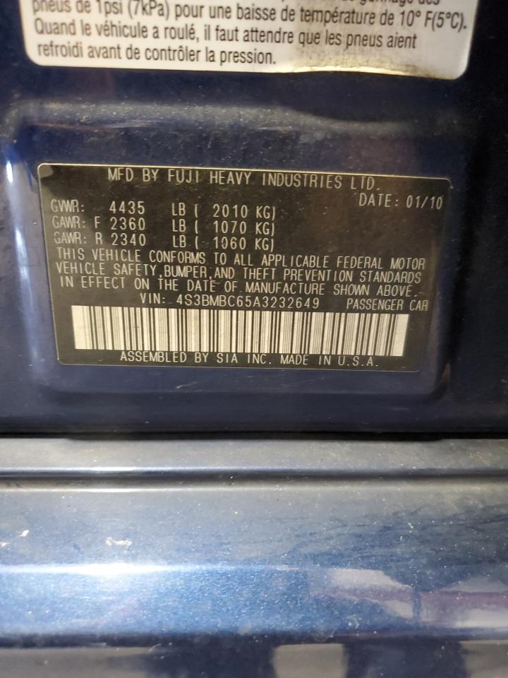 2010 Subaru Legacy 2.5I Premium VIN: 4S3BMBC65A3232649 Lot: 61908295