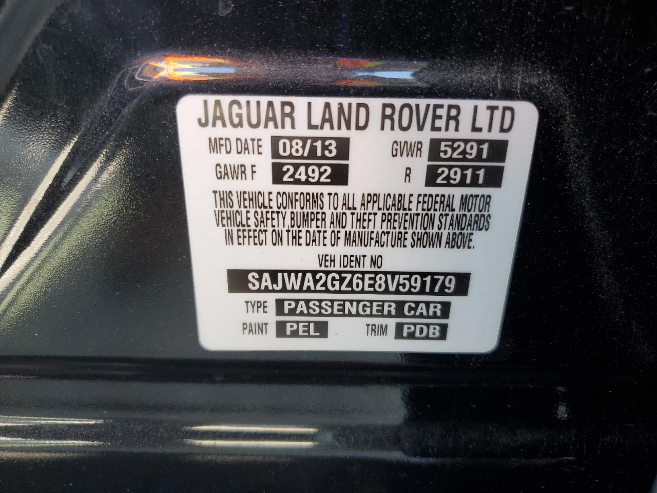 2014 Jaguar Xjl Portfolio VIN: SAJWA2GZ6E8V59179 Lot: 59686215