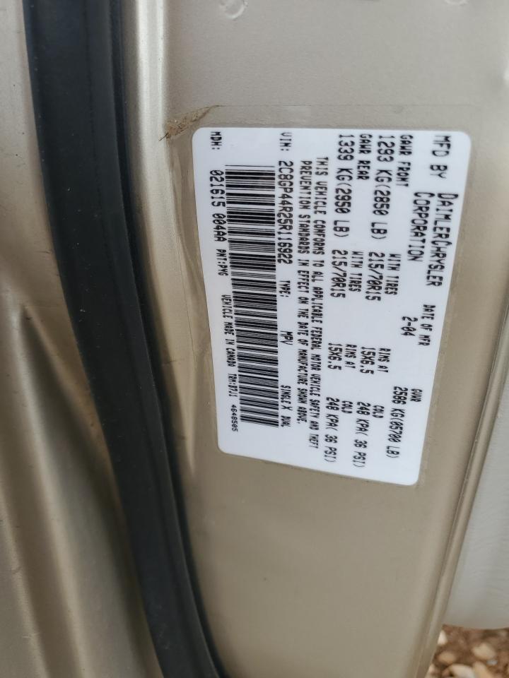 2005 Chrysler Town & Country Lx VIN: 2C8GP44R25R116922 Lot: 54847285