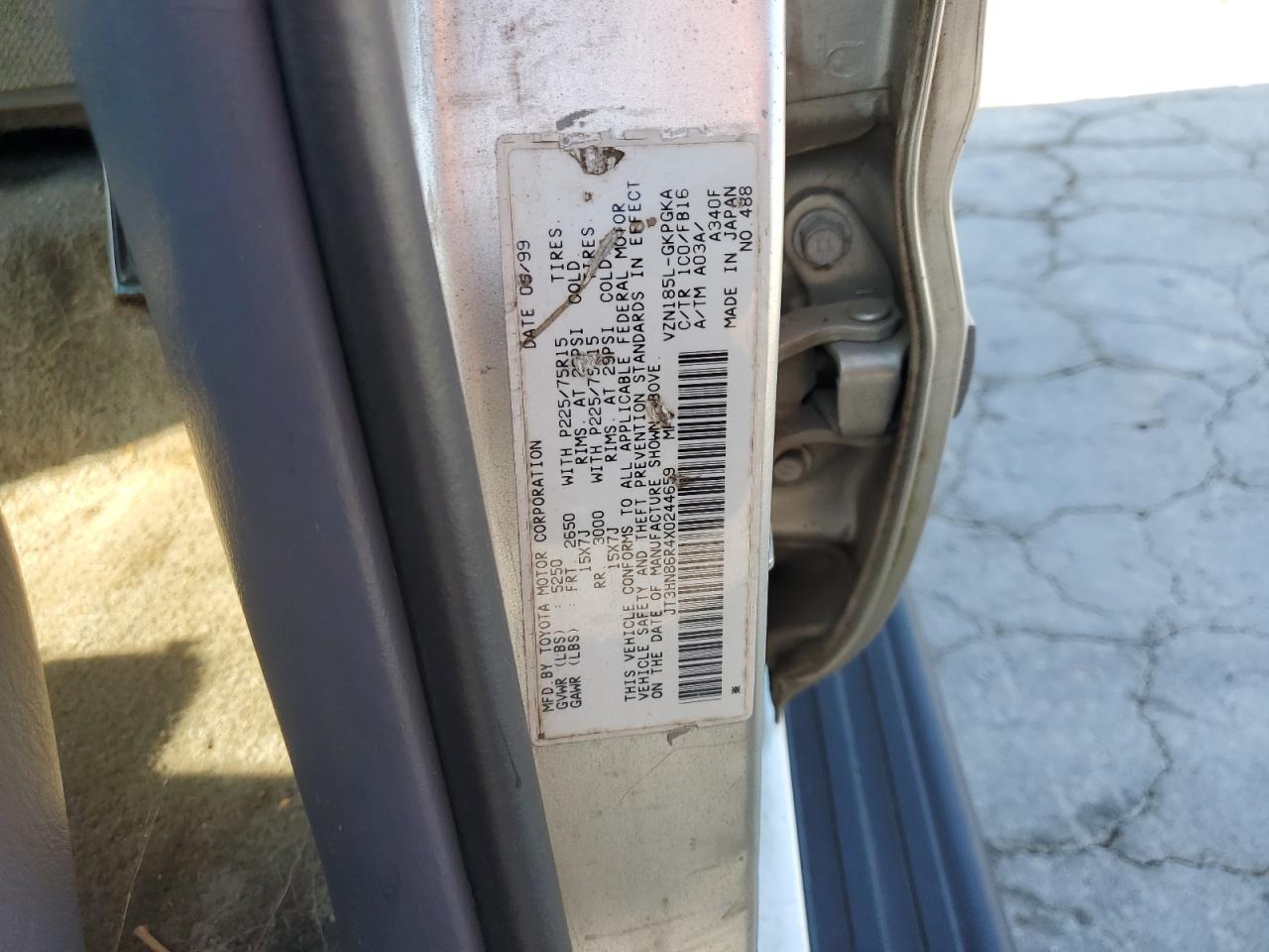 1999 Toyota 4Runner Sr5 VIN: JT3HN86R4X0244659 Lot: 61837695