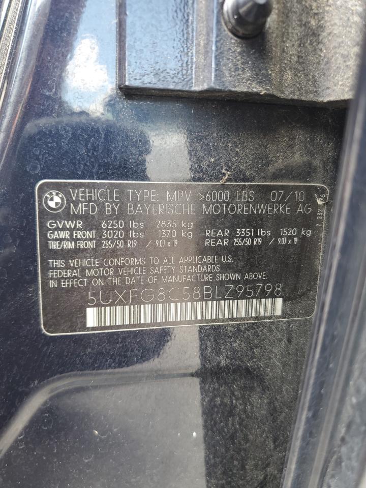 2011 BMW X6 xDrive50I VIN: 5UXFG8C58BLZ95798 Lot: 62107975