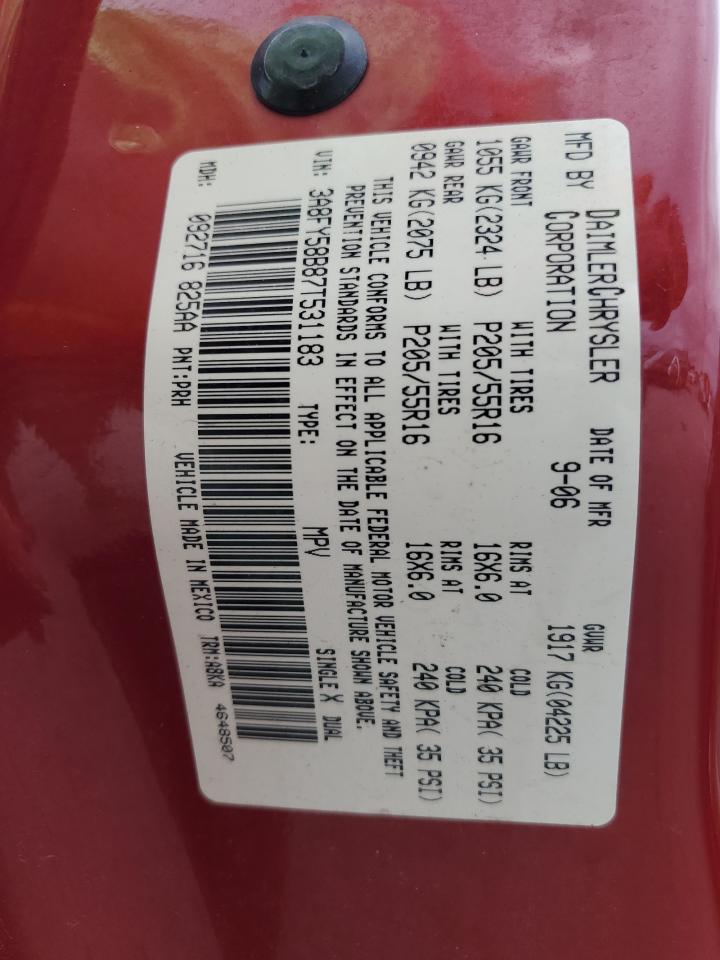 2007 Chrysler Pt Cruiser Touring VIN: 3A8FY58B87T531183 Lot: 61966555