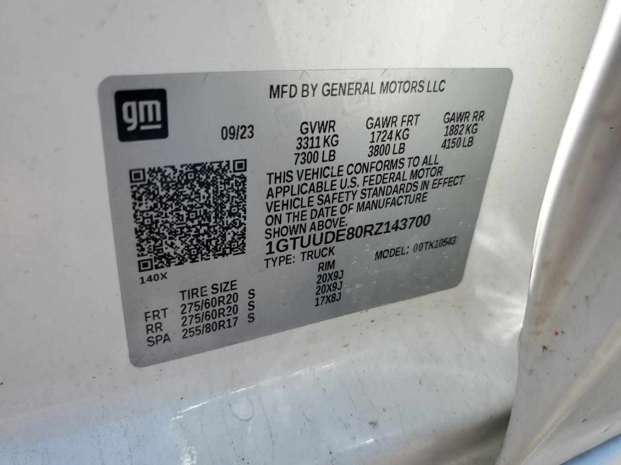 2024 GMC Sierra K1500 Slt VIN: 1GTUUDE80RZ143700 Lot: 61465215