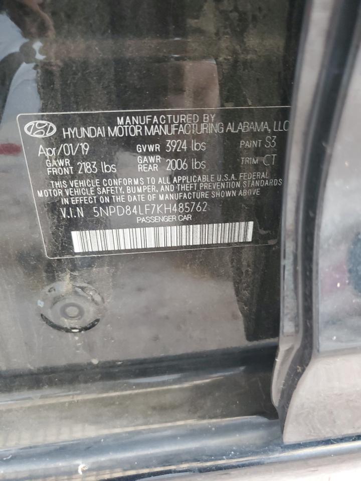 2019 Hyundai Elantra Sel VIN: 5NPD84LF7KH485762 Lot: 62950785
