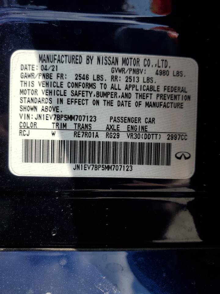 2021 Infiniti Q50 Luxe VIN: JN1EV7BP5MM707123 Lot: 59874785