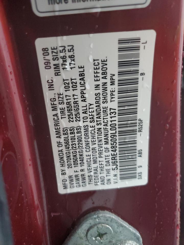 2009 Honda Cr-V Ex VIN: 5J6RE48509L001137 Lot: 61583815