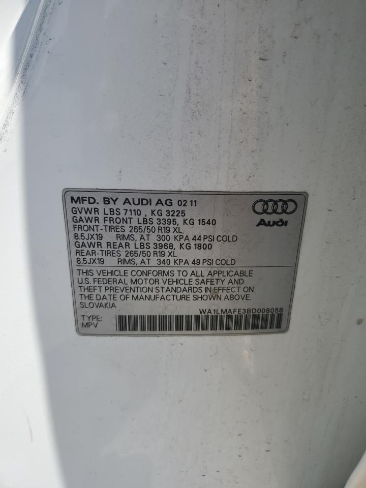 2011 Audi Q7 Premium Plus VIN: WA1LMAFE3BD008058 Lot: 59944865