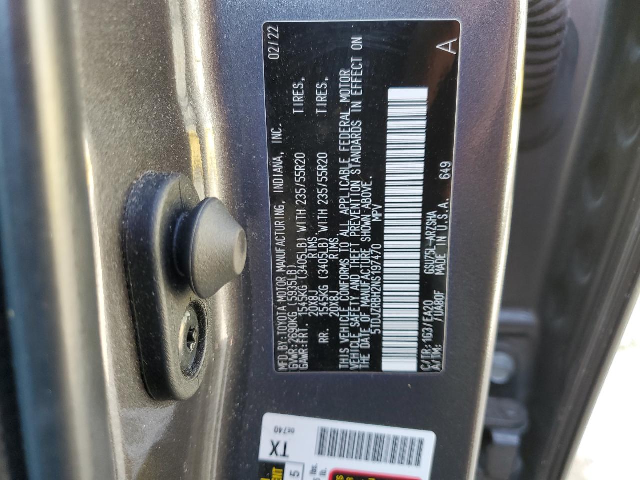 2022 Toyota Highlander Xse VIN: 5TDJZRBH2NS197470 Lot: 58626075