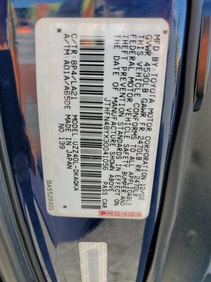 2003 Lexus Sc 430 VIN: JTHFN48YX30041056 Lot: 59471125