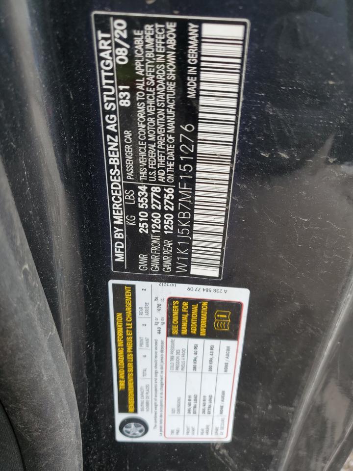 2021 Mercedes-Benz E 450 4Matic VIN: W1K1J5KB7MF151276 Lot: 61364325