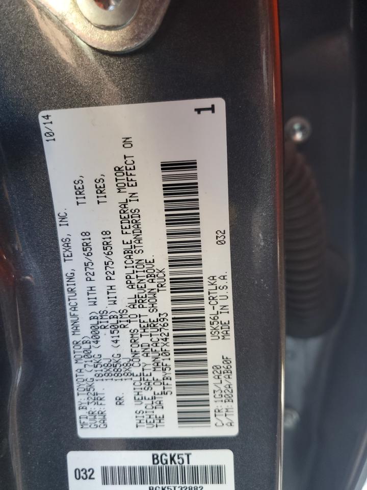 2015 Toyota Tundra Double Cab Limited VIN: 5TFBY5F10FX427693 Lot: 61974745