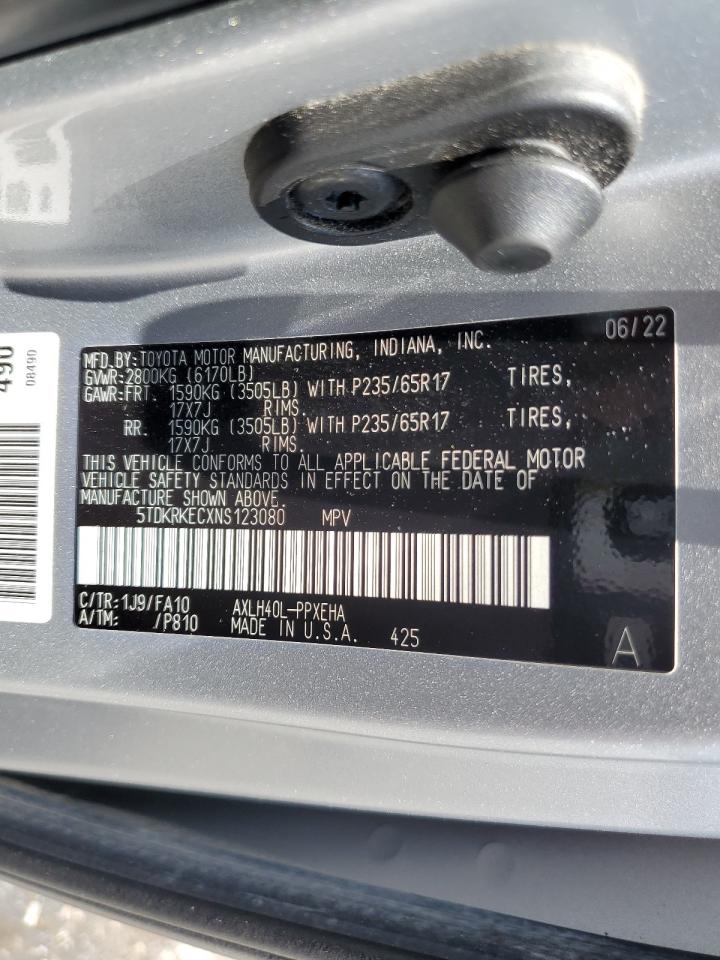 2022 Toyota Sienna Le VIN: 5TDKRKECXNS123080 Lot: 62421565
