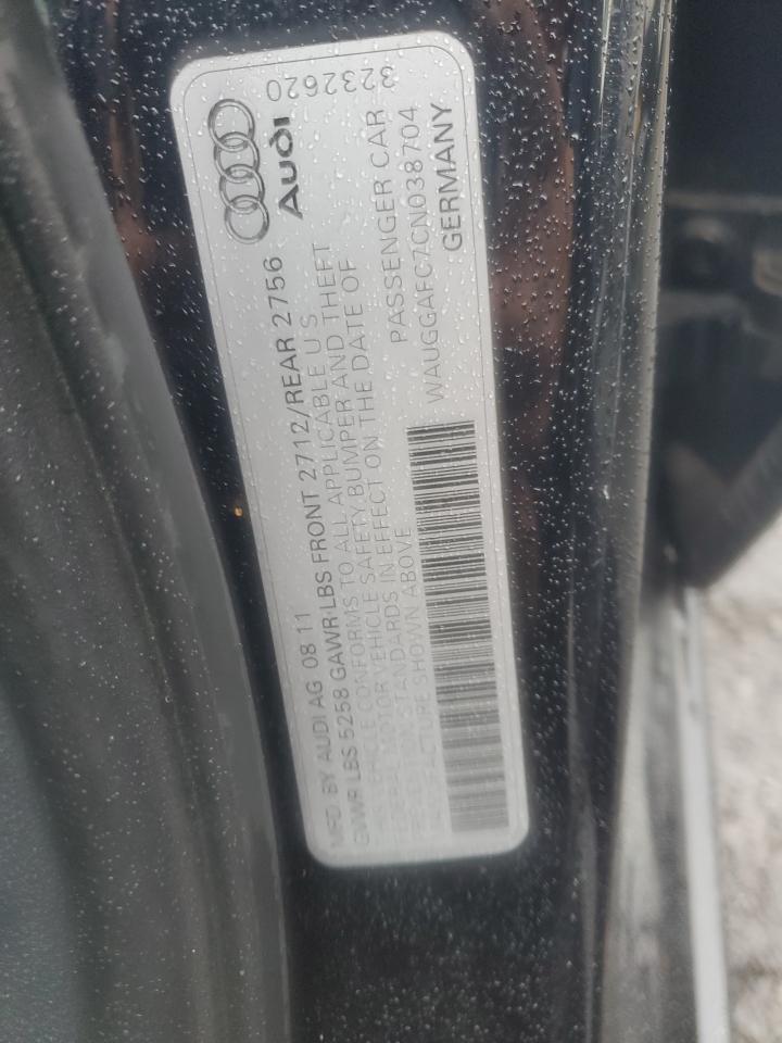 2012 Audi A6 Premium Plus VIN: WAUGGAFC7CN038704 Lot: 60254785