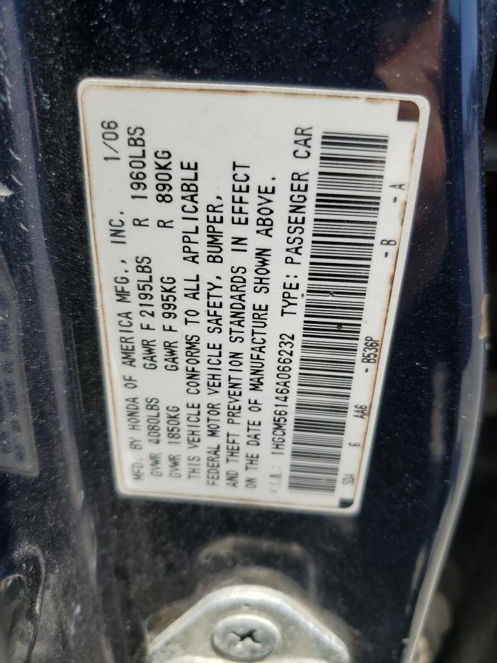 HONDA ACCORD 2006 VIN 1HGCM56146A066232 фото 12