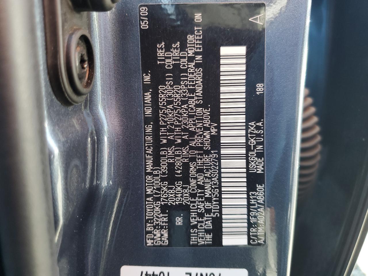 2010 Toyota Sequoia Platinum VIN: 5TDYY5G13AS022791 Lot: 61993845