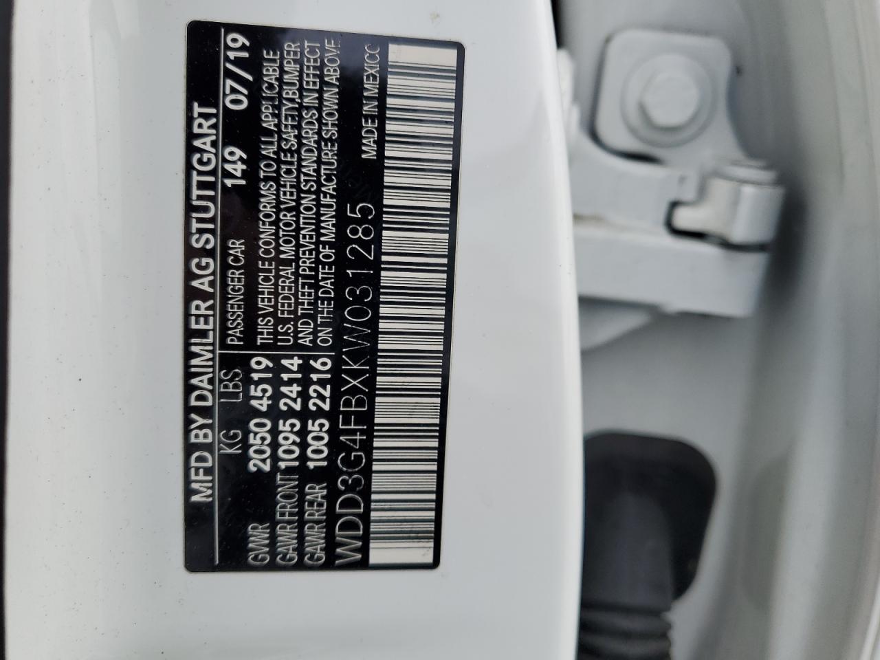 2019 Mercedes-Benz A 220 4Matic VIN: WDD3G4FBXKW031285 Lot: 62531545