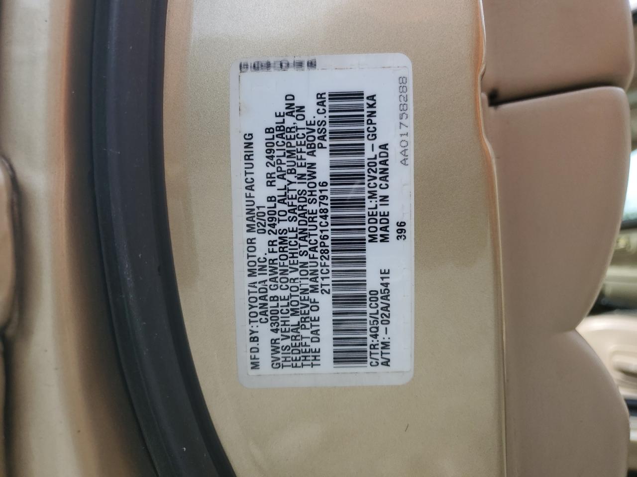 2001 Toyota Camry Solara Se VIN: 2T1CF28P61C487916 Lot: 60287745