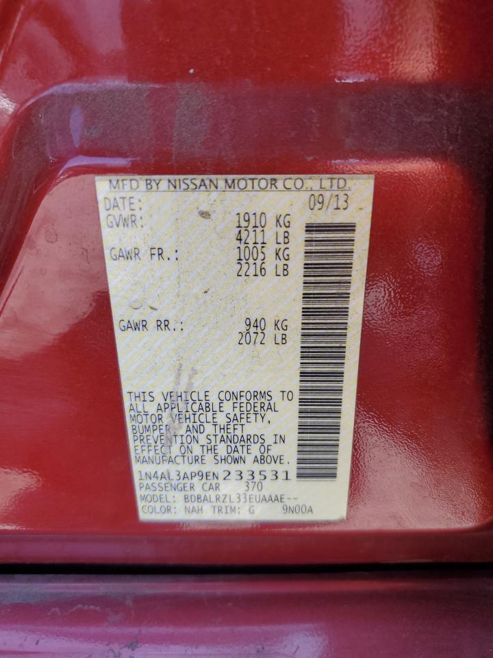 2014 Nissan Altima 2.5 VIN: 1N4AL3AP9EN233531 Lot: 62315405