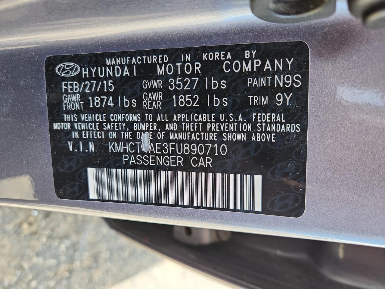 2015 Hyundai Accent Gls VIN: KMHCT4AE3FU890710 Lot: 61724575