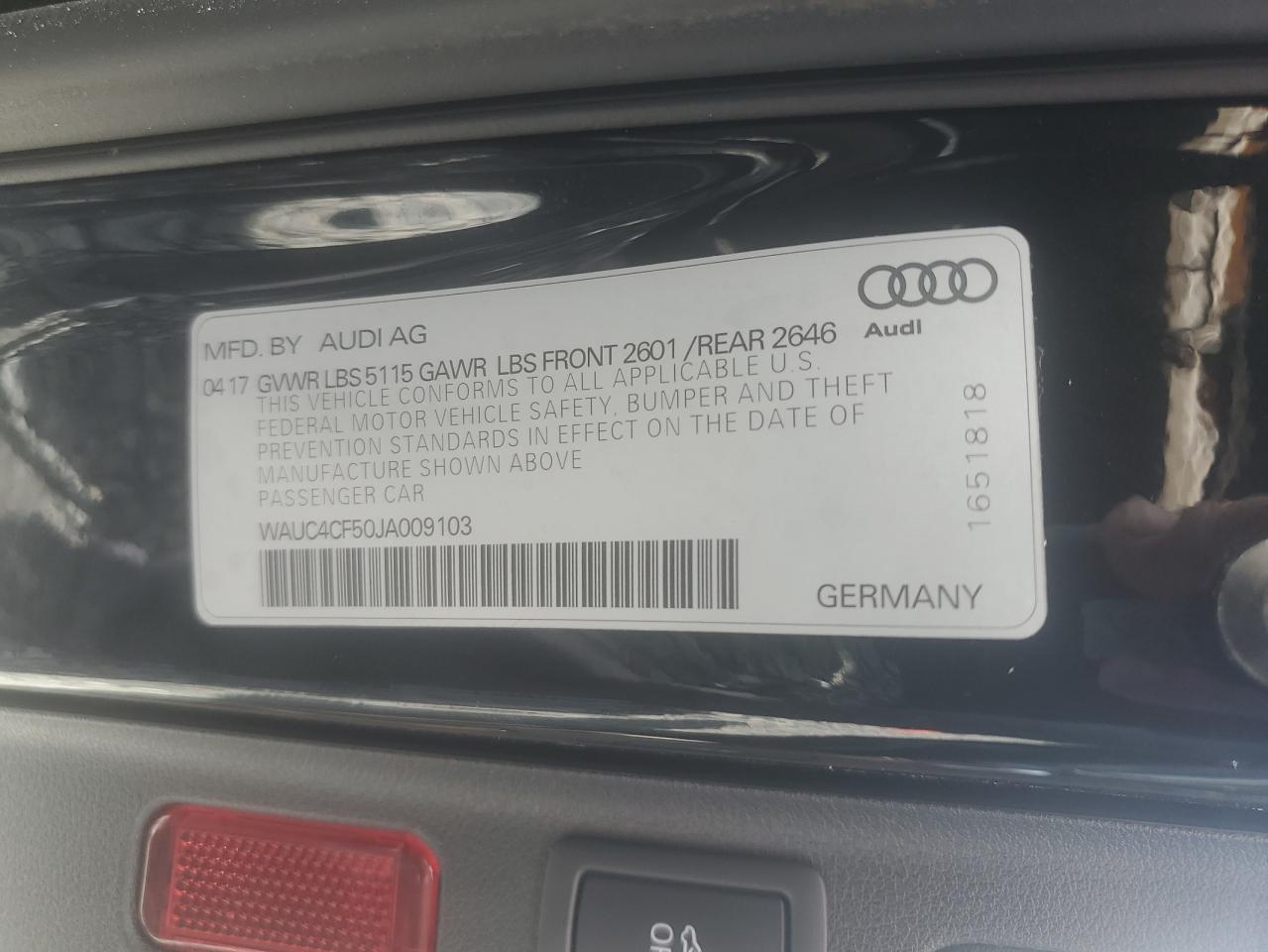 2018 Audi S5 Prestige VIN: WAUC4CF50JA009103 Lot: 61218325