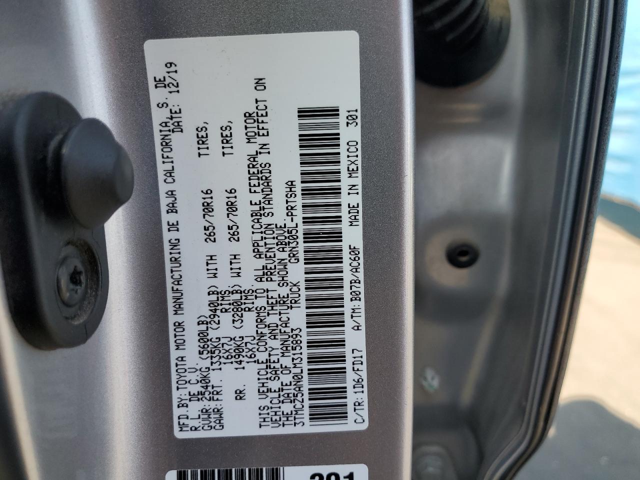 2020 Toyota Tacoma Double Cab VIN: 3TMCZ5AN0LM315893 Lot: 62214955