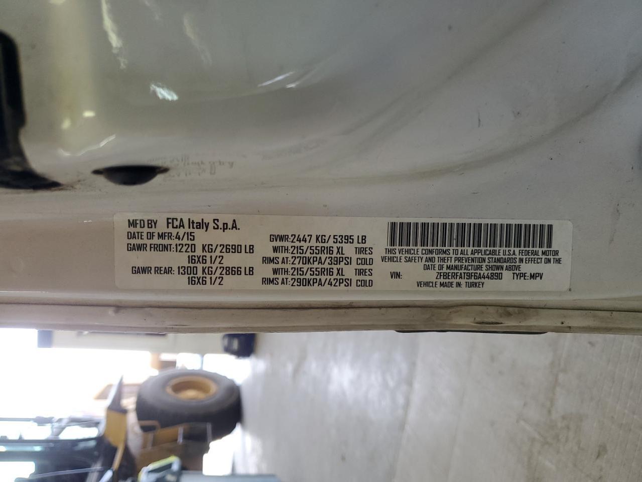 ZFBERFAT9F6A44890 2015 Ram Promaster City