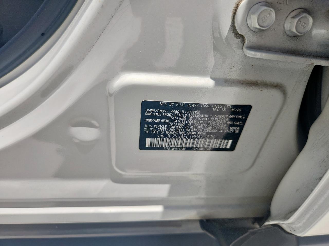 2017 Subaru Forester 2.5I Premium VIN: JF2SJAEC1HH423828 Lot: 60794115