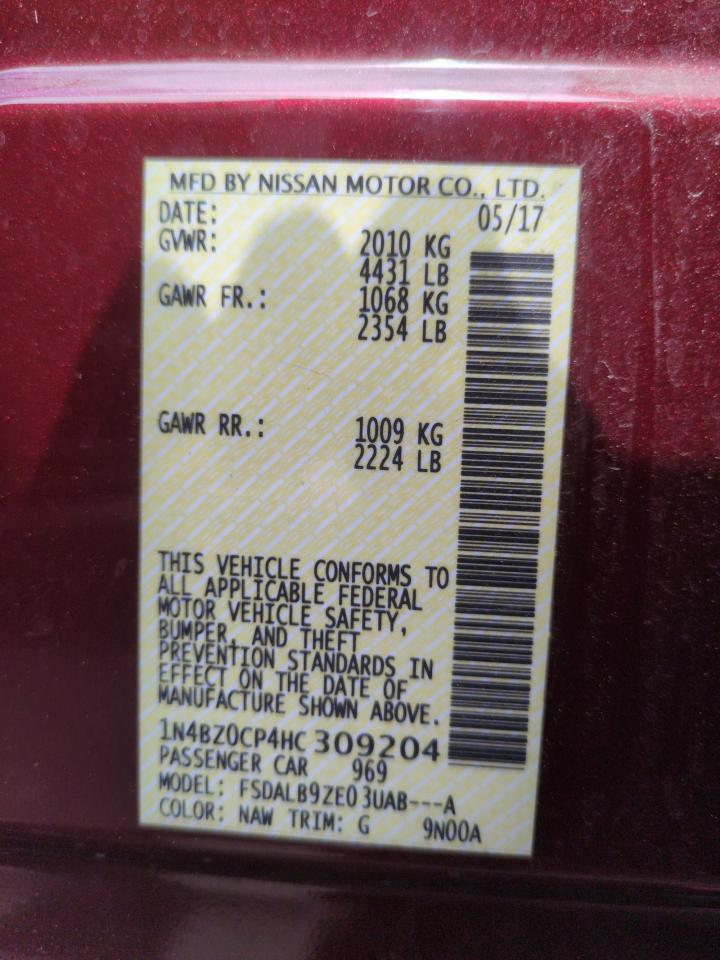 2017 Nissan Leaf S VIN: 1N4BZ0CP4HC309204 Lot: 62902745