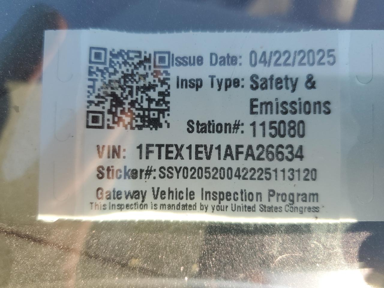 2010 Ford F150 Super Cab VIN: 1FTEX1EV1AFA26634 Lot: 80457195