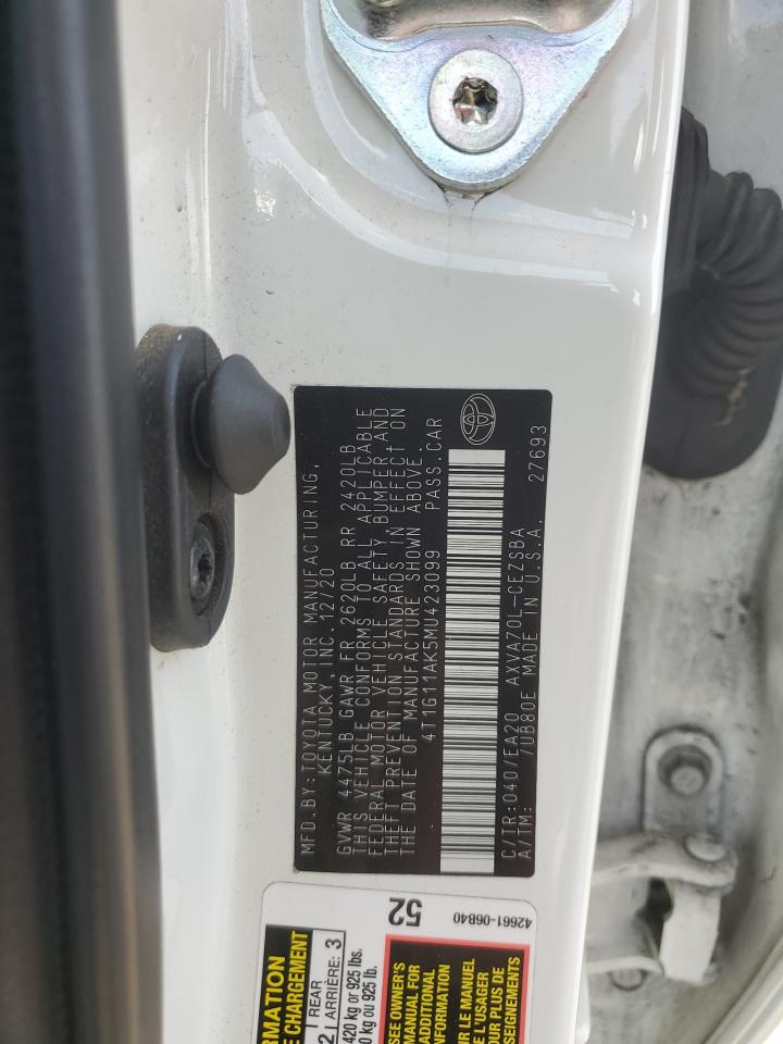 2021 Toyota Camry Se VIN: 4T1G11AK5MU423099 Lot: 63054705