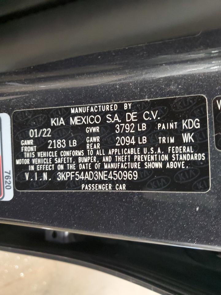 2022 Kia Forte Gt Line VIN: 3KPF54AD3NE450969 Lot: 60725015
