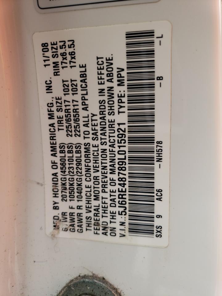 2009 Honda Cr-V Exl VIN: 5J6RE48789L015921 Lot: 62467365