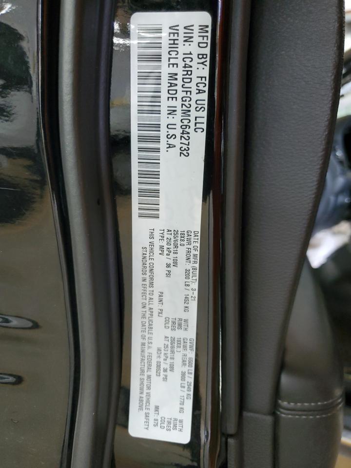2021 Dodge Durango Pursuit VIN: 1C4RDJFG2MC642732 Lot: 60157095