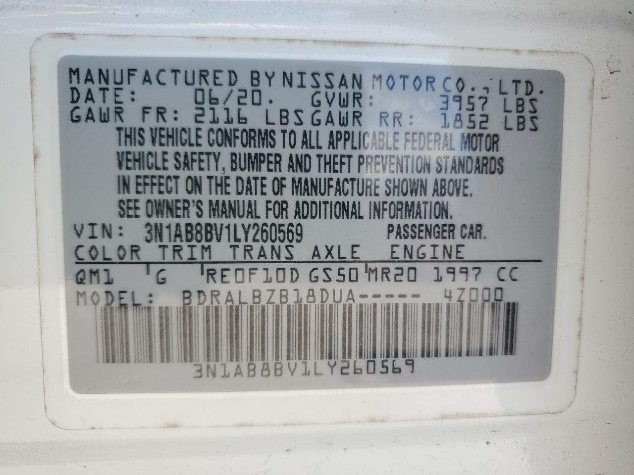 NISSAN SENTRA 2020 VIN 3N1AB8BV1LY260569 фото 13