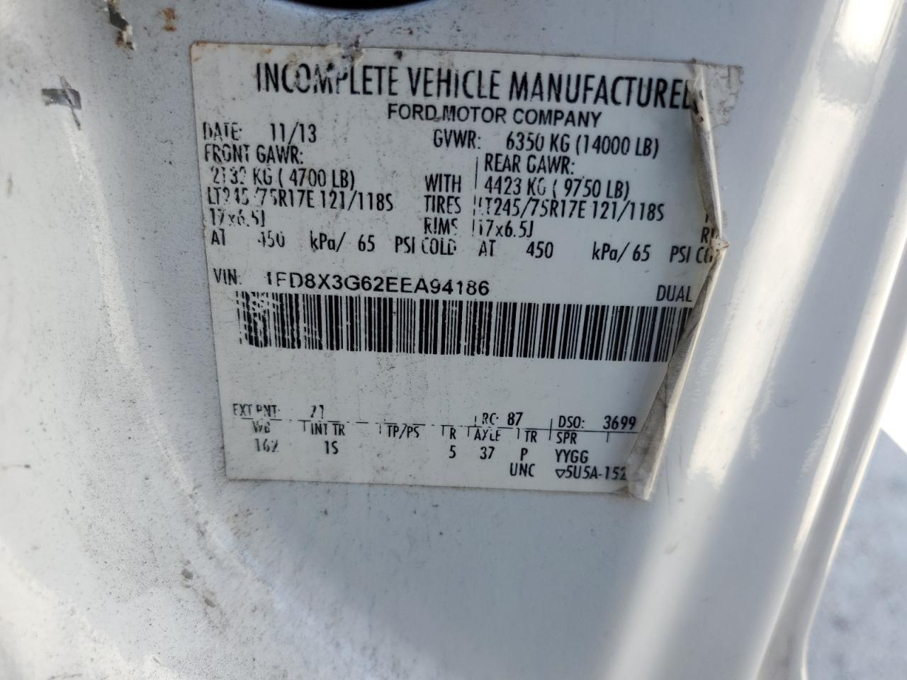 FORD F350 2014 VIN 1FD8X3G62EEA94186 photo 12