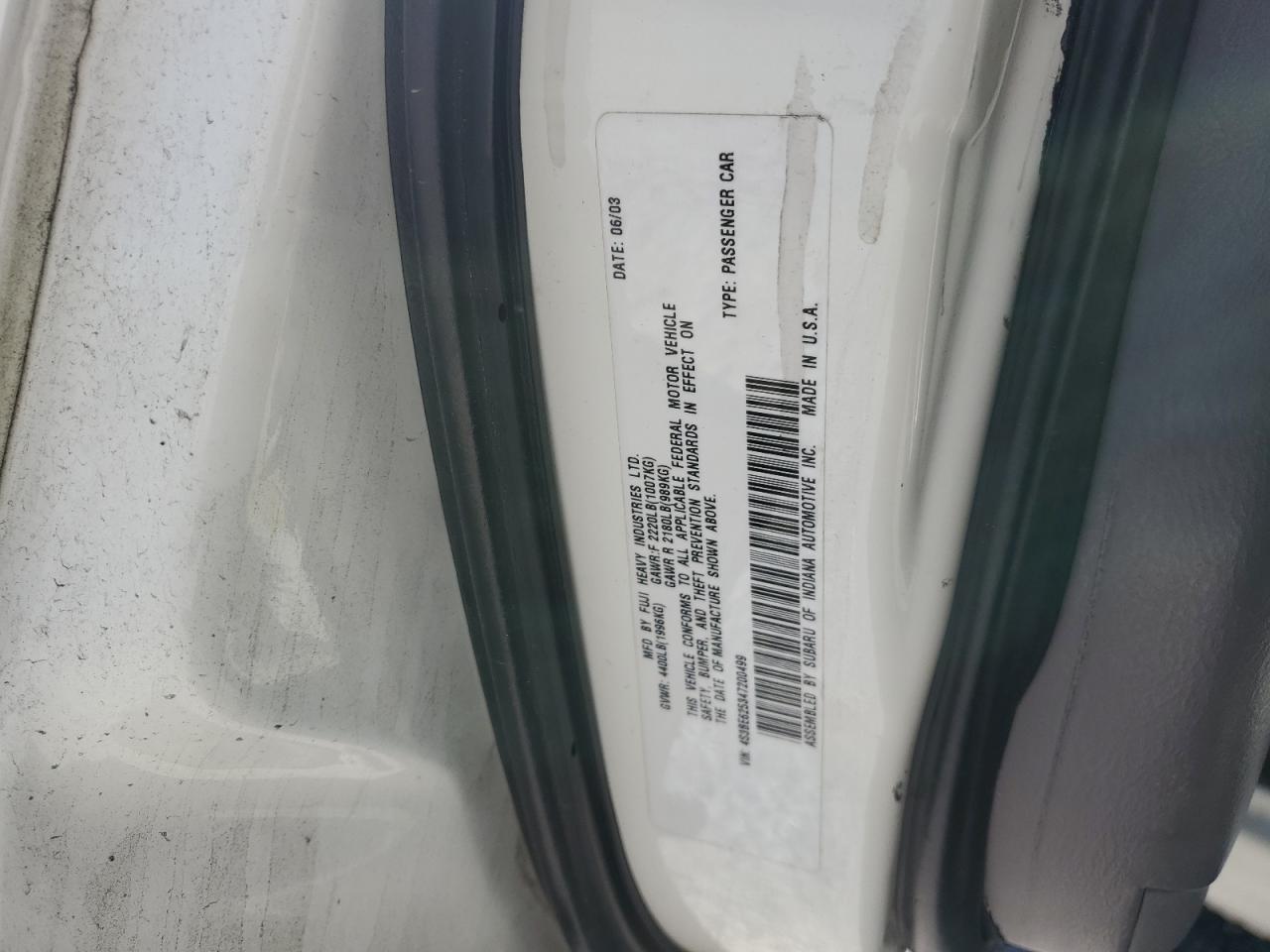 2004 Subaru Legacy L Special VIN: 4S3BE625347200499 Lot: 60927845